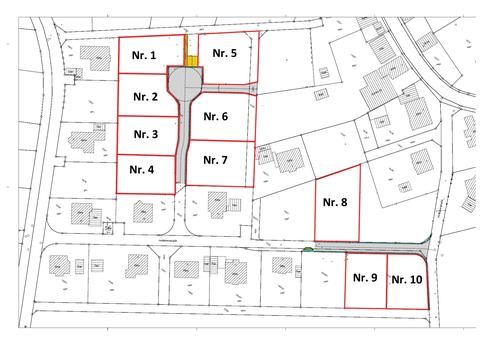 Lageplan der Bauplätze Baugebiet Sonderriet nummeriert