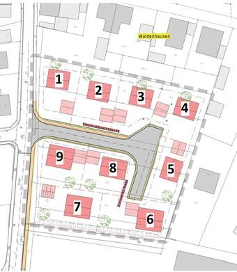 Lageplan der Bauplätze Baugebiet Waldenhausen nummeriert