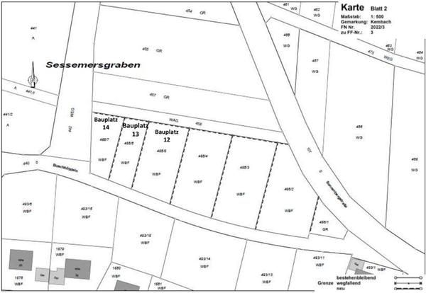 Lageplan der Bauplätze Erweiterung Baugebiet Kembach