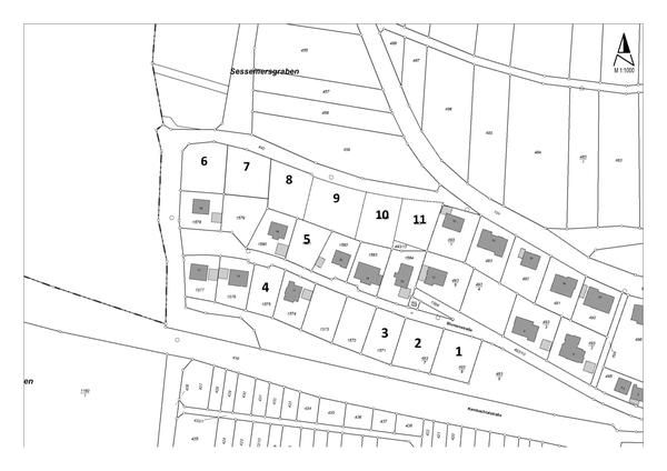 Lageplan der Bauplätze Baugebiet Kembach nummeriert