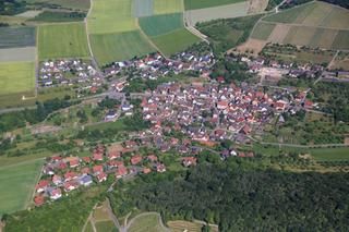 Luftaufnhame der Ortschaft Lindelbach