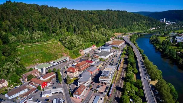 Luftbild Bahngelände in Wertheim