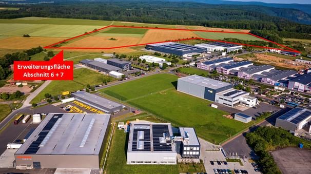 Luftbild Erweiterungsfläche Abschnitte 6 und 7 im Industrie- und Gewerbegebiet Reinhardshof