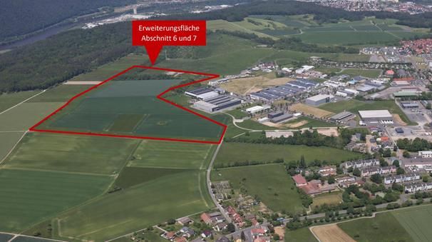 Luftbild Erweiterungsfläche Abschnitte 6 und 7 im Industrie- und Gewerbegebiet Reinhardshof