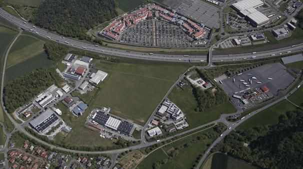Luftbild Gewerbegebiet Westlich der Autobahn in Wertheim-Bettingen