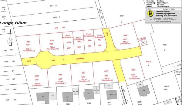 Lageplan der Bauplätze Baugebiet Sachsenhausen nummeriert
