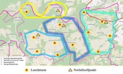 Skizze der Wertheimer Gemarkung mit Markierungen