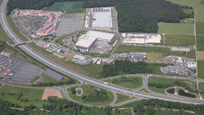 Luftbild des Gewerbegebietes Almosenberg