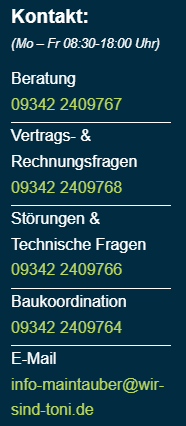 Telefonnummern BBV Toni